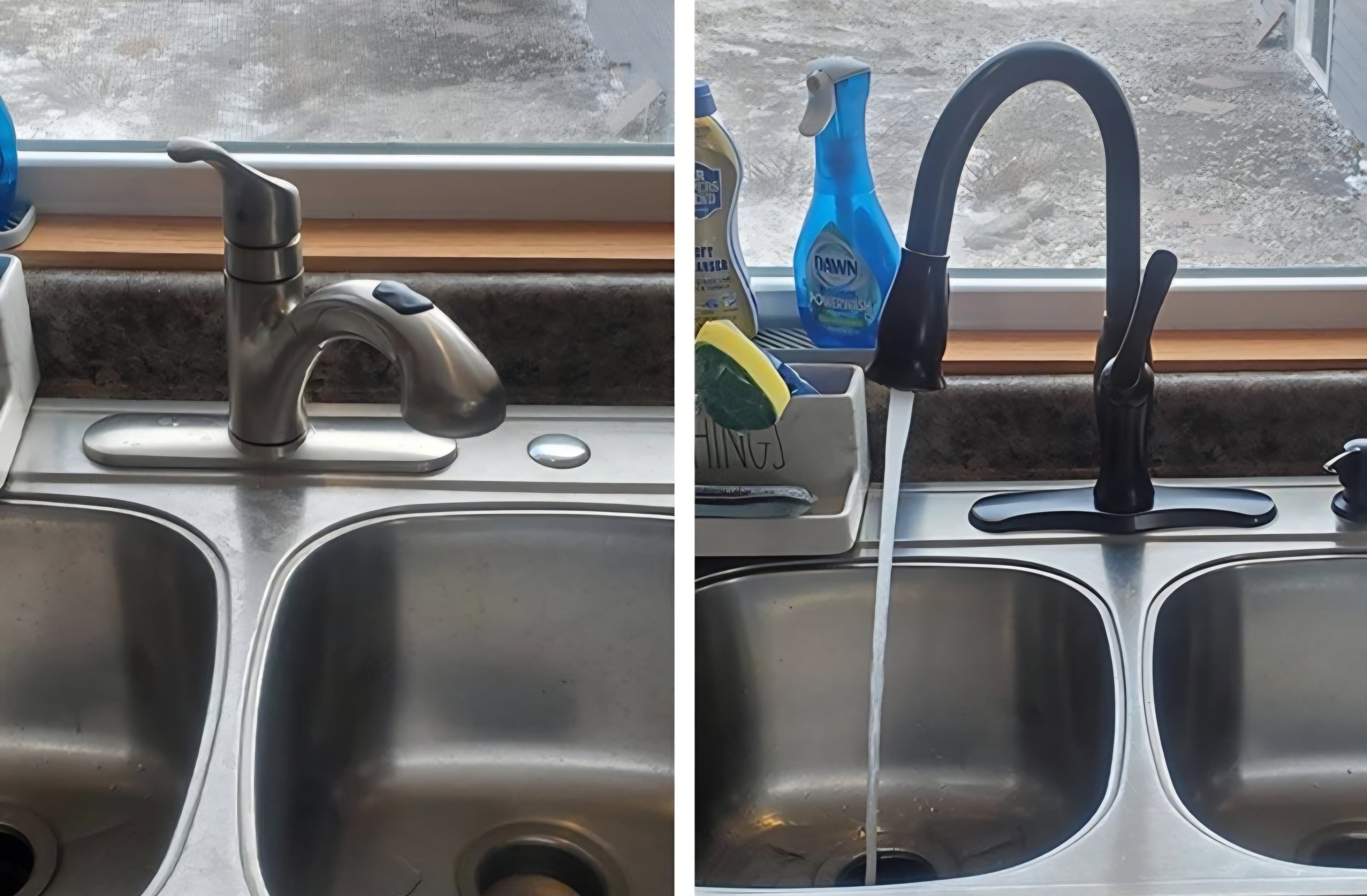 Kitchen Faucet Upgrade - Before and After
