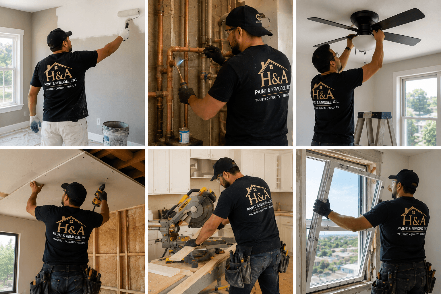 H&A Paint & Remodel team - painting, plumbing, electrical, drywall, carpentry, and window installation
